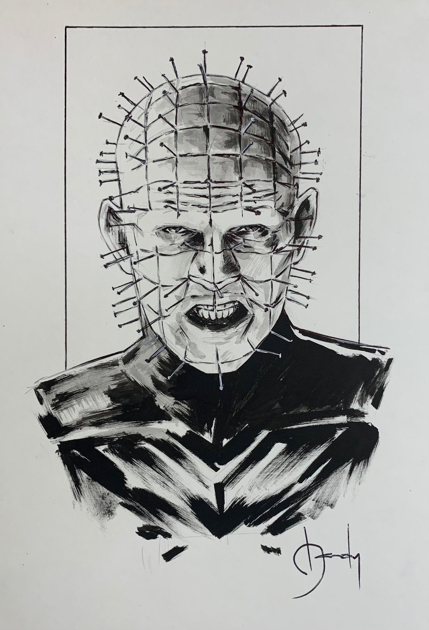 Pinhead Black & White Fan Art Print - 11 x 17