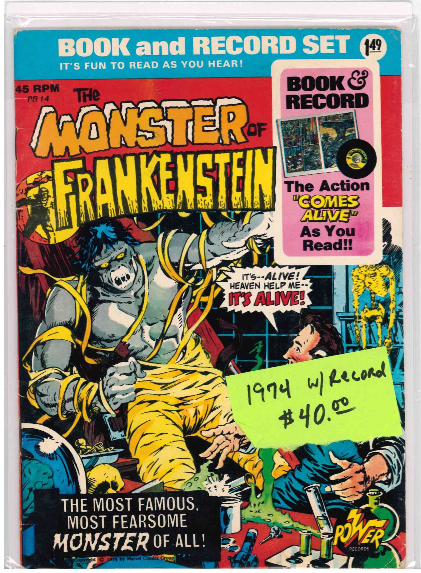 The Monster of Frankenstein [Book & Record Set] (1974, Peter Pan / Power Records) 1974